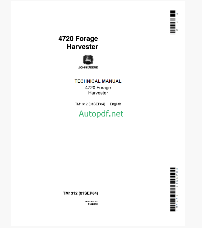 John Deere 4720 Forage Harvester Technical Manual (TM1312)