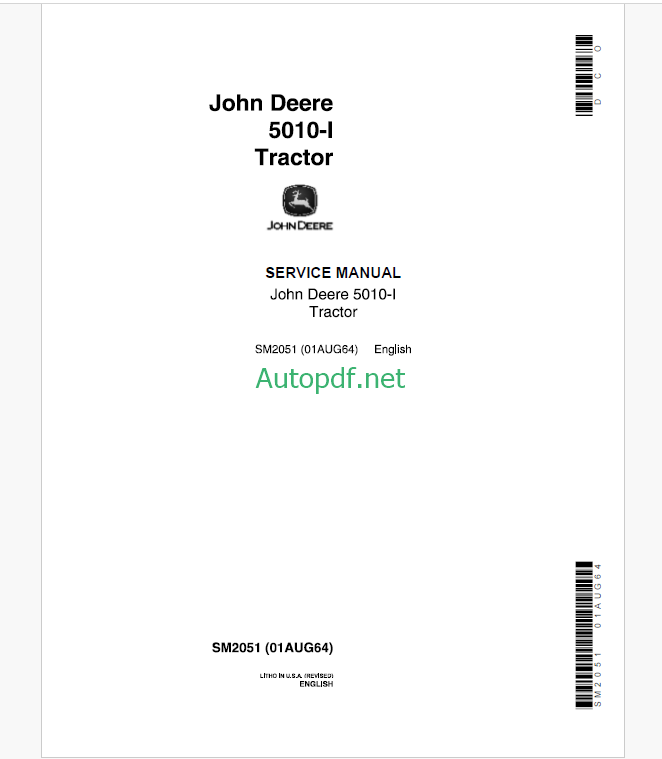 John Deere 5010-I Service Manual (SM2051)