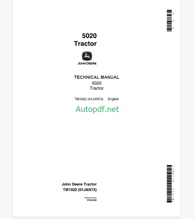 John Deere 5020 Tractor Technical Manual (TM1022)