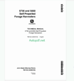 John Deere 5730 and 5830 Self Propelled Forage Harvesters Technical Manual (TM1352)