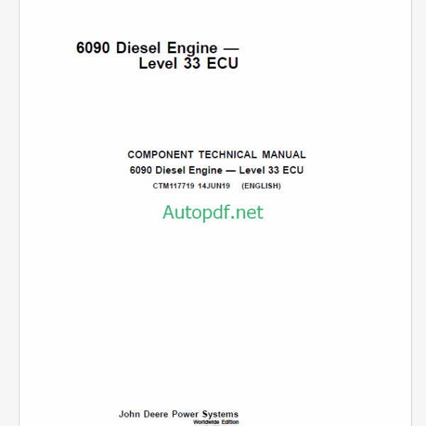 John Deere 6076 Natural Gas Engines Technical Manual (CTM82)