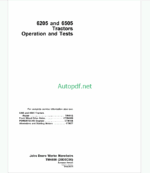 John Deere 6205 and 6505 Tractors Operation and Tests Technical Manual (TM4608)