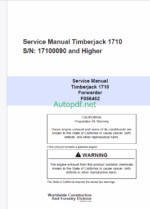 Timberjack 1710 Forwarder Service Manual (SN 17100090 and UP)
