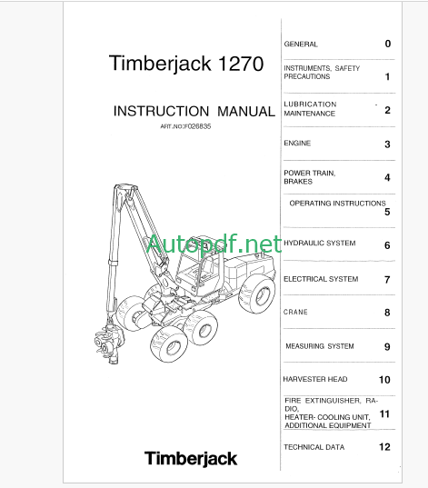 Timberjack 1270 Instruction Manual