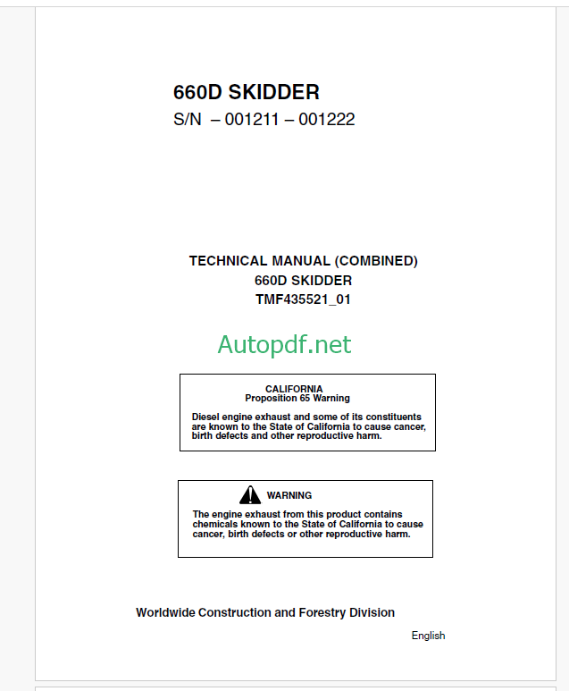 Timberjack 660D Skidder Technical Manual