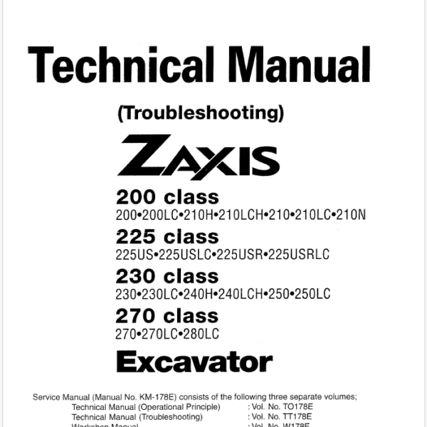 ZX200,ZX225US,ZX225USR,ZX230,ZX270 Technical manual (Troubleshooting)