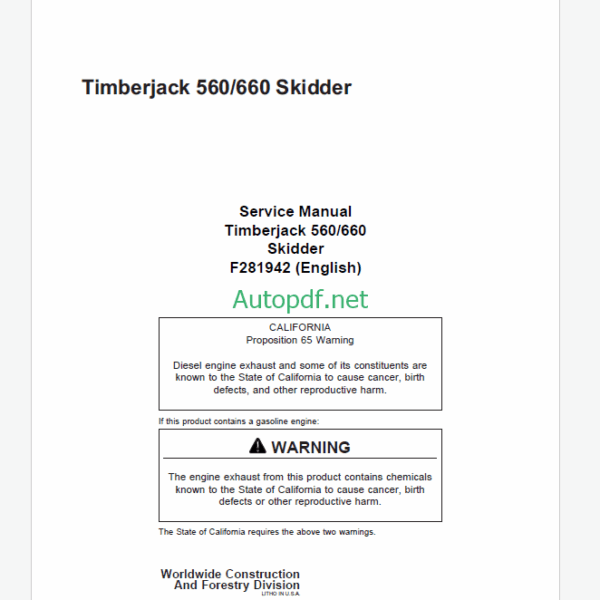 Timberjack 560 660 Skidder Service Manual