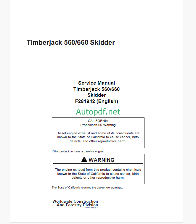 Timberjack 560 660 Skidder Service Manual