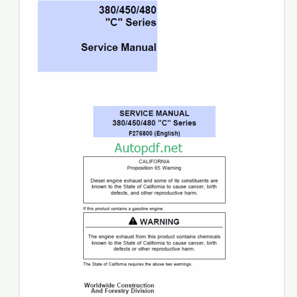 Timberjack 380 450 480 C Series Skidder Service Manual