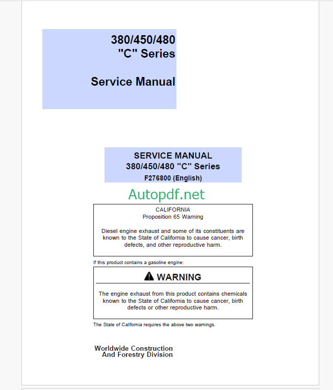 Timberjack 380 450 480 C Series Skidder Service Manual
