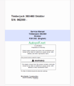 Timberjack 360 460 Skidder Service Manual SN 962000 -
