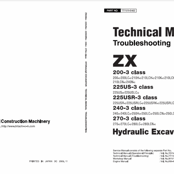 ZX200-3,ZX225US-3,ZX225USR-3,ZX240-3,ZX270-3 Technical Manual (Troubleshooting)