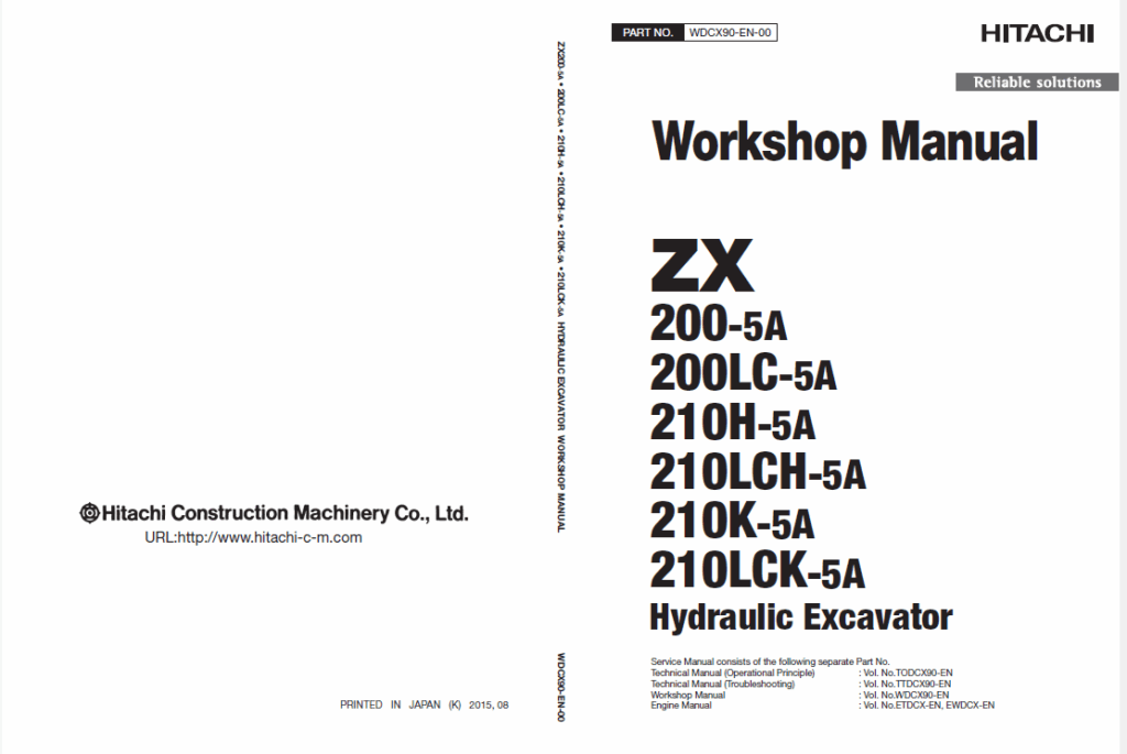 ZX200-5A,ZX200LC-5A,ZX210H-5A,ZX210LCH-5A,ZX210K-5A,ZX210LCK-5A Workshop Manual