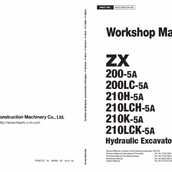 ZX200-5A,ZX200LC-5A,ZX210H-5A,ZX210LCH-5A,ZX210K-5A,ZX210LCK-5A Workshop Manual