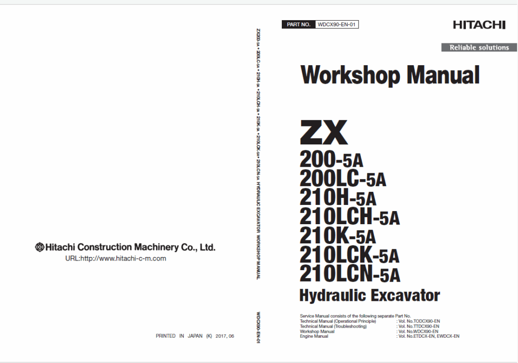 ZX200-5A,ZX200LC-5A,ZX210H-5A,ZX210LCH-5A,ZX210K-5A,ZX210LCK-5A,ZX210LCN-5A Workshop Manual