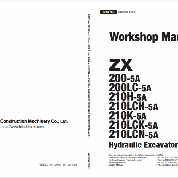 ZX200-5A,ZX200LC-5A,ZX210H-5A,ZX210LCH-5A,ZX210K-5A,ZX210LCK-5A,ZX210LCN-5A Workshop Manual