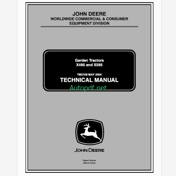 John Deere XUV 620i GatorTM Utility Vehicle Technical Manual (TM1736)