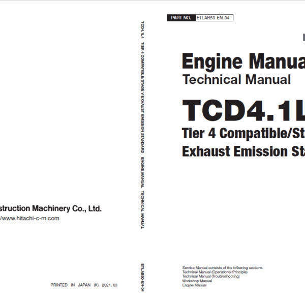 vTCD4.1L4 Engine Manual Technical Manual (Tier4 Compatible Stage V Exhaust Emission Standards)