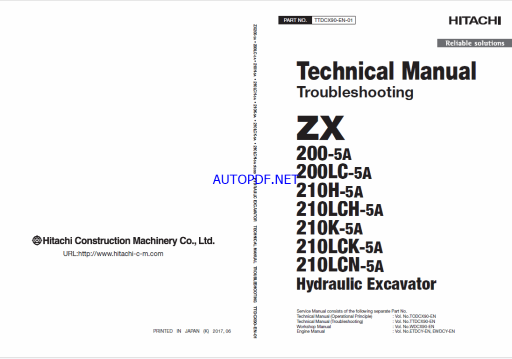 ZX200-5A200LC-5A210H-5A210LCH-5A,ZX210K-5A,ZX210LCK-5A,ZX210LCN-5A Technical Manual (Troubleshooting)