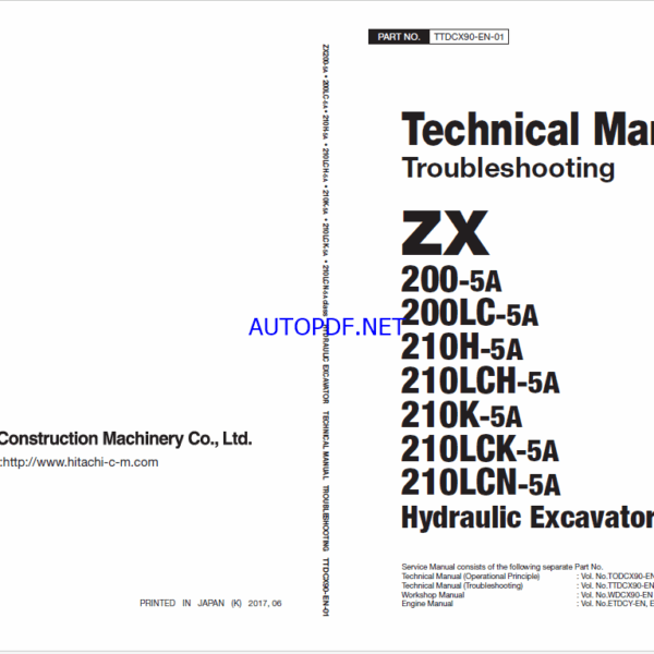 ZX200-5A200LC-5A210H-5A210LCH-5A,ZX210K-5A,ZX210LCK-5A,ZX210LCN-5A Technical Manual (Troubleshooting)