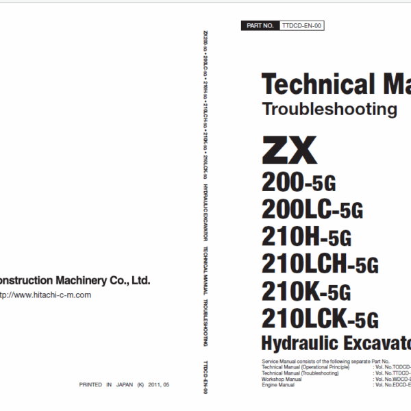 ZX200-5G,ZX200LC-5G,ZX210H-5G,ZX210LCH-5G,ZX210K-5G,ZX210LCK-5G Technical Manual (Troubleshooting)