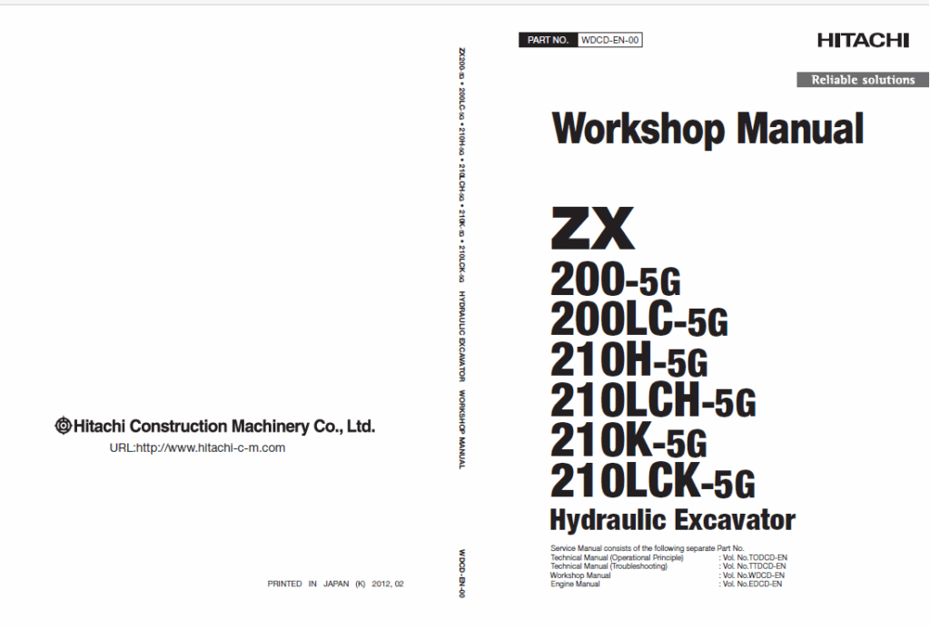 ZX200-5G,ZX200LC-5G,ZX210H-5G,ZX210LCH-5G,ZX210K-5G,ZX210LCK-5G Workshop Manual
