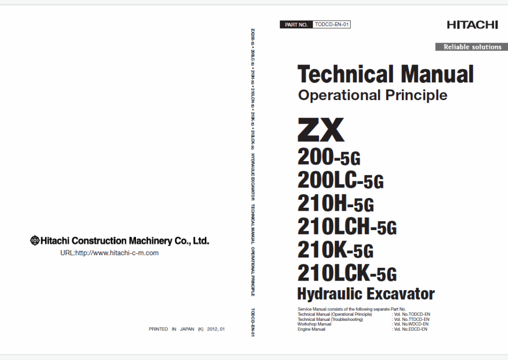 ZX200-5G200LC-5G210H-5G210LCH-5G,ZX210K-5G,ZX210LCK-5G Technical Manual (Operational Principle)