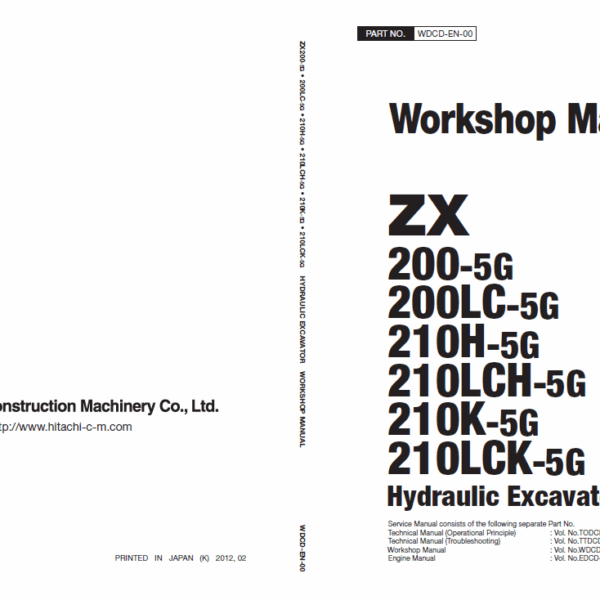 ZX200-5G200LC-5G210H-5G210LCH-5G210K-5G210LCK-5G Workshop Manual