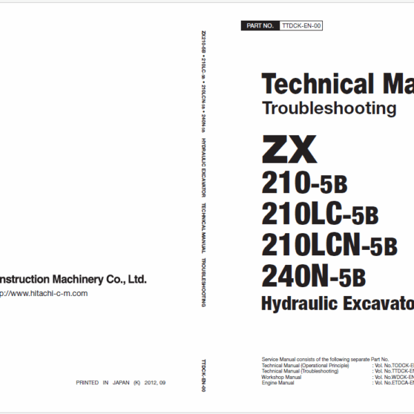 ZX210-5B, ZX210LC-5B, ZX210LCN-5B, ZX240N-5B Technical Manual (Troubleshooting)