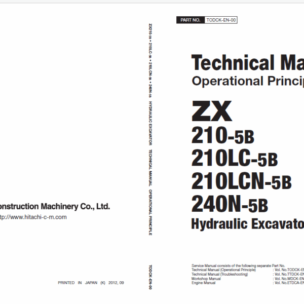 ZX210-5B, ZX210LC-5B, ZX210LCN-5B, ZX240N-5B Workshop Manual