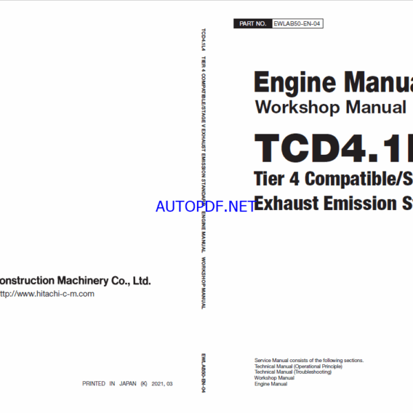 TCD4.1L4 Engine Manual Workshop Manual (Tier4 Compatible Stage V Exhaust Emission Standards)