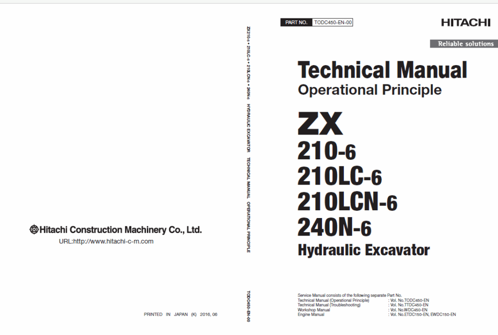ZX210-6, ZX210LC-6, ZX210LCN-6, ZX240N-6 Technical Manual (Operational Principle)