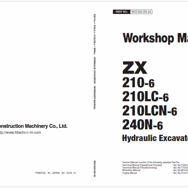 ZX210-6, ZX210LC-6, ZX210LCN-6, ZX240N-6 Workshop Manual