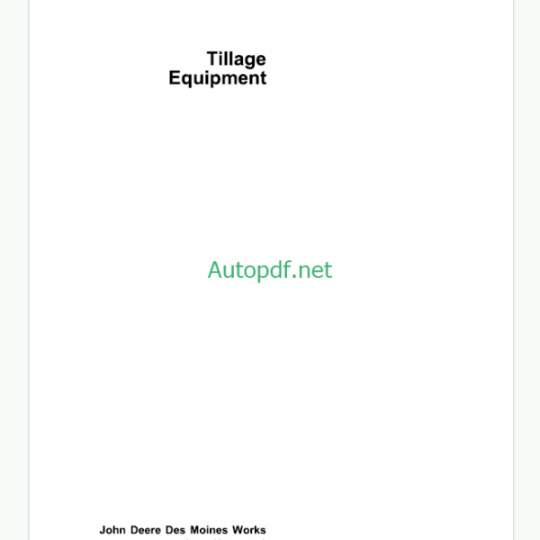 John Deere Tillage Equipment Technical Manual (TM1495)