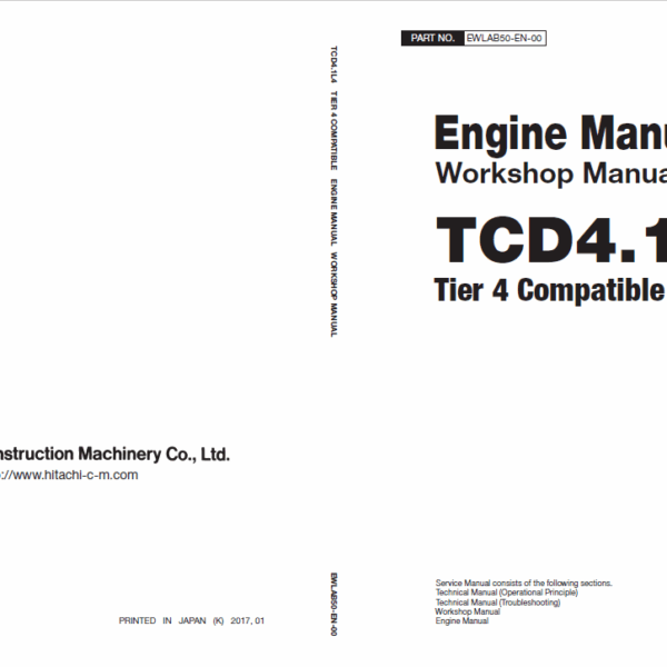 TCD4.1L4 Engine Manual Workshop Manual (Tier4 Compatible)
