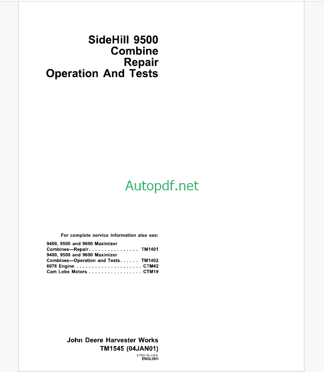 John Deere SST15, SST16 and SST18 Spin Steer Lawn Tractor Technical Manual (TM1908)