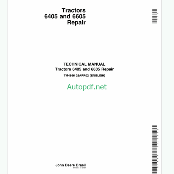 John Deere 6205 and 6505 Tractors Repair Technical Manual (TM4612)