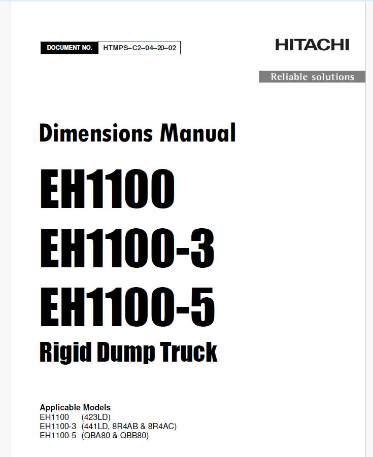 TS20014 Dimensions Manual (EH1100, EH1100-3, EH1100-5)