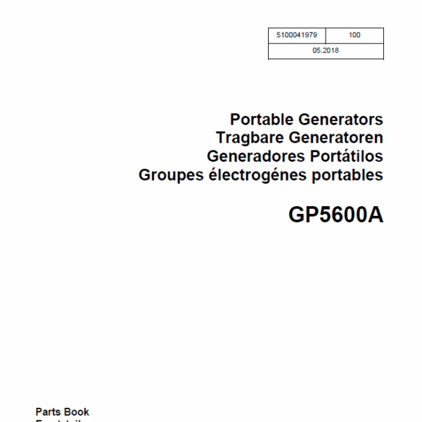 Wacker Neuson GP5600A Portable Generators Parts Manual