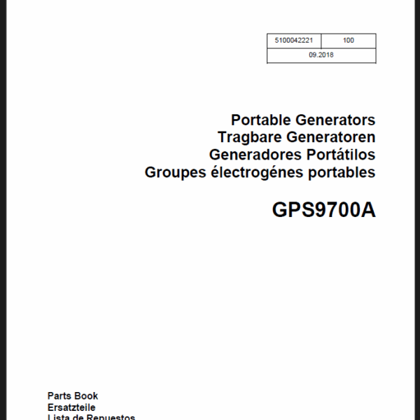 Wacker Neuson GPS9700A Portable Generator Parts Manual