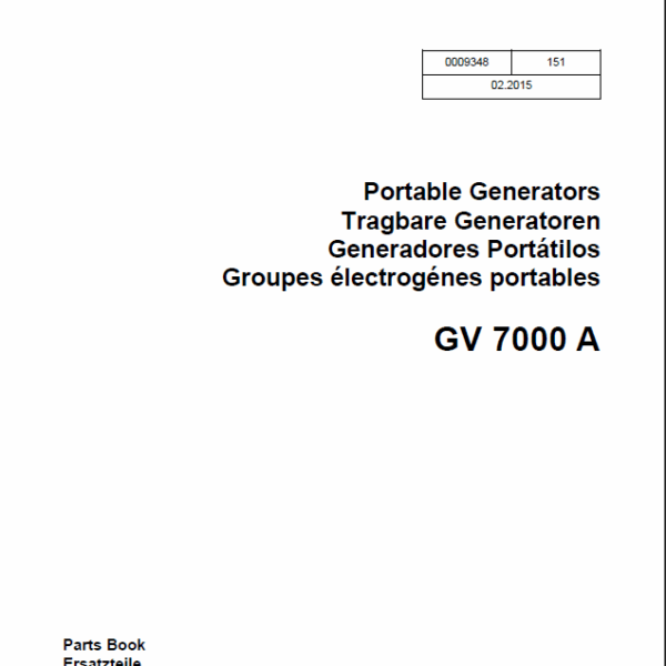 Wacker Neuson GV7000A Portable Generators Parts Manual