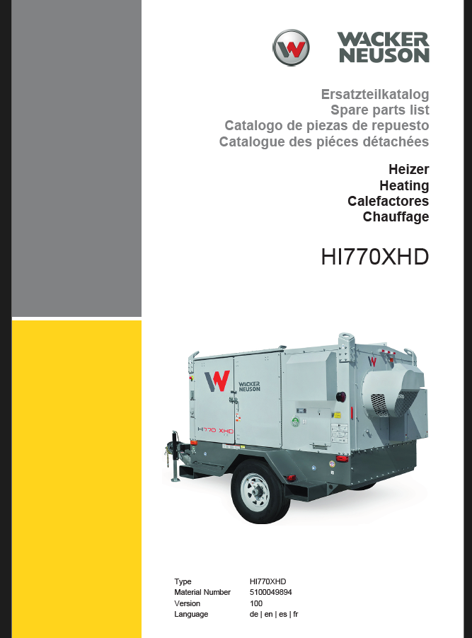 Wacker Neuson HI770XHD Heating Parts Manual