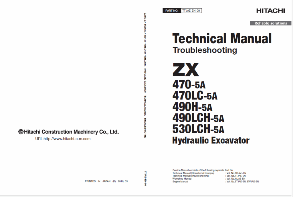 ZX470-5A,470LC-5A,490H-5A,490LCH-5A,530LCH-5A Technical Manual Troubleshooting