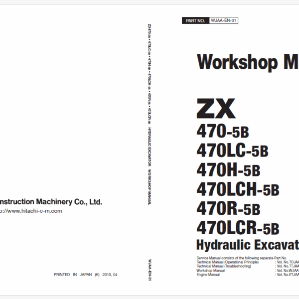 ZX470-5B, ZX470LC-5B, ZX470H-5B, ZX470LCH-5B, ZX470R-5B, ZX470LCR-5B Workshop Manual