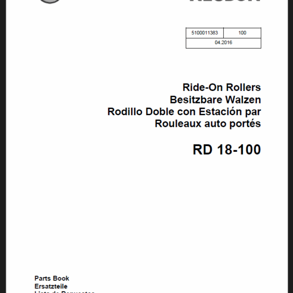 Wacker Neuson RD 18-100 Ride-On Rollers Parts Manual