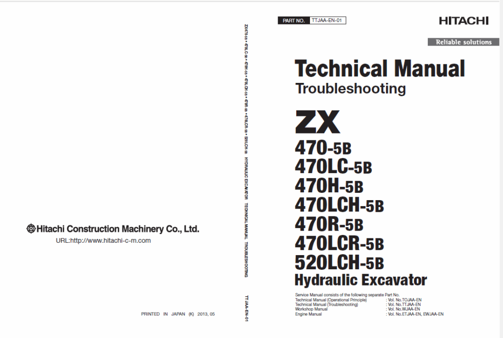 ZX470-5B,ZX470LC-5B,ZX470H-5B,ZX470LCH-5B,ZX470R-5B,ZX470LCR-5B,ZX520LCH-5B Technical Manual Troubleshooting