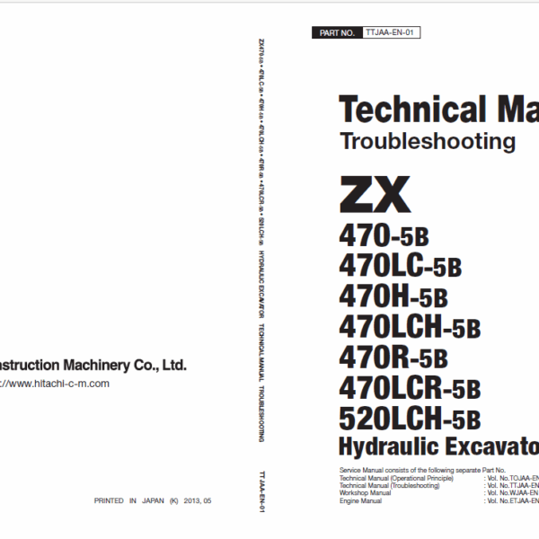 ZX470-5B,ZX470LC-5B,ZX470H-5B,ZX470LCH-5B,ZX470R-5B,ZX470LCR-5B,ZX520LCH-5B Technical Manual Troubleshooting