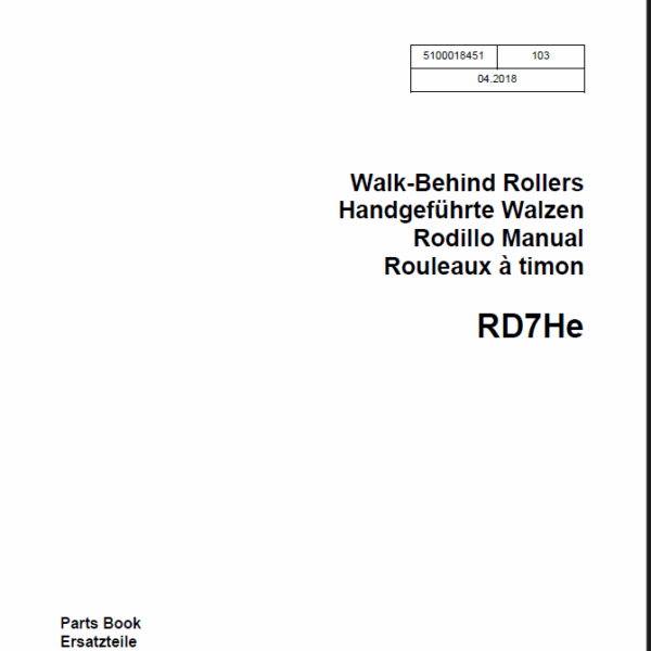 Wacker Neuson RD7He Walk-Behind Rollers Parts Manual