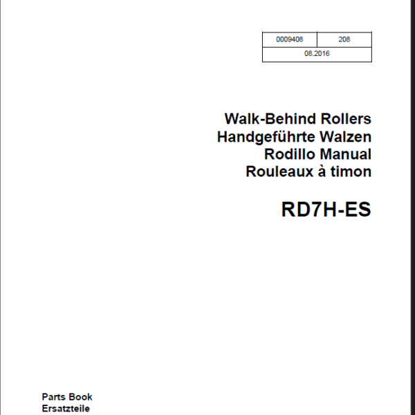 Wacker Neuson RD7H-ES Walk-Behind Rollers Parts Manual