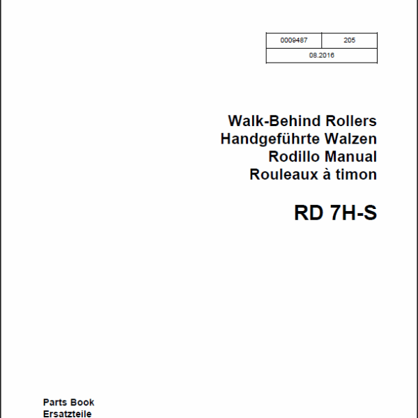 vWacker Neuson RD7H-S Walk-Behind Rollers Parts Manual